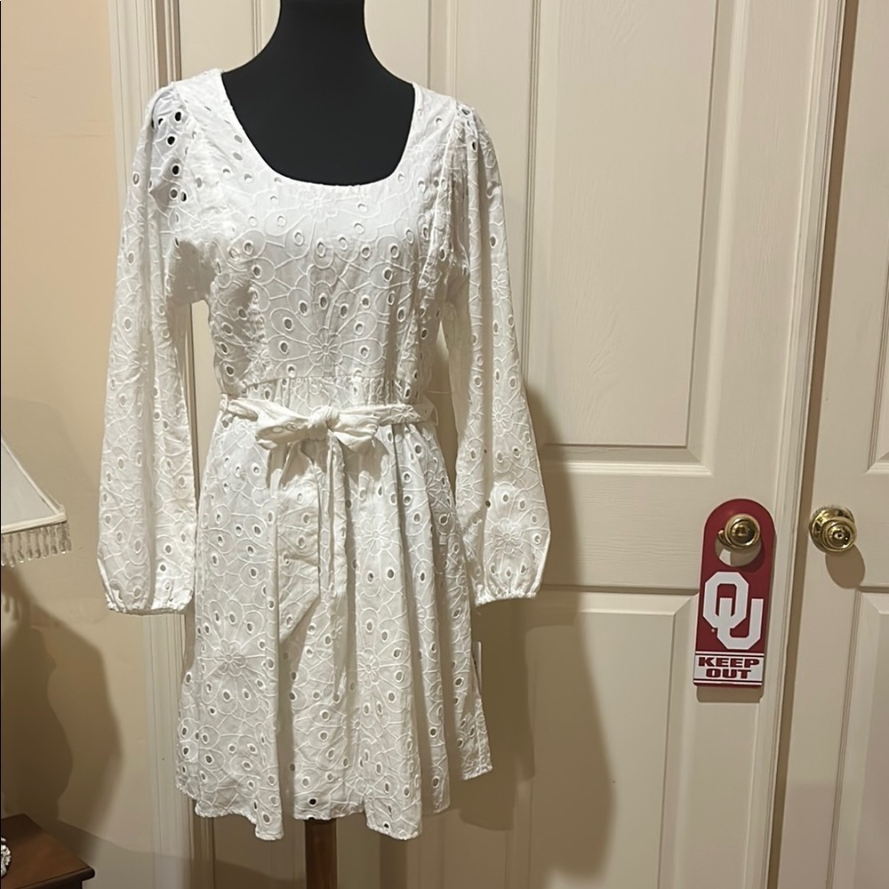 London Times White Bishop Sleeve Sundress. NWT. Size 6